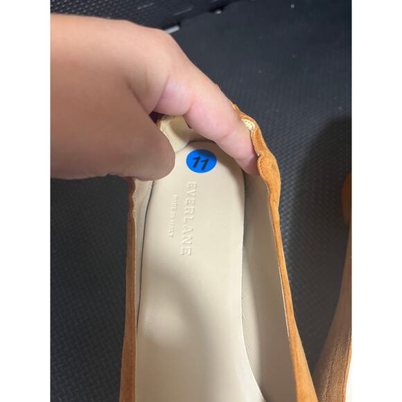 Everlane The Day Heel Women 11 Orange Suede Leather Pumps Cinch Heel Block Shoes - Picture 3 of 7